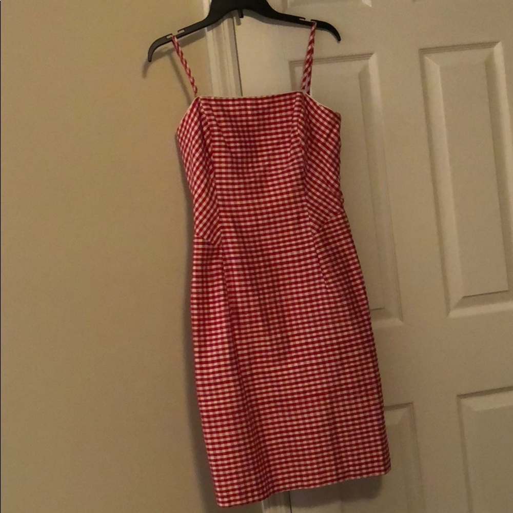 Red and white gingham dress
